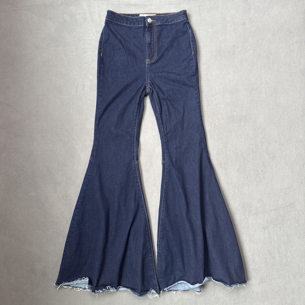 Free People Jeans Womens 26 Blue Bell Bottom Flare High Rise Retro 70s‎ Denim